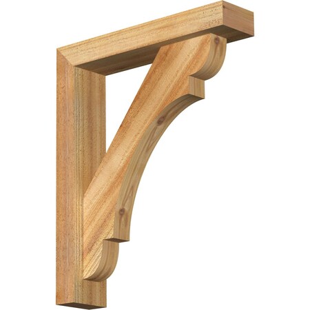 Olympic Block Rough Sawn Bracket W/ Offset Brace, Western Red Cedar, 4W X 18D X 22H